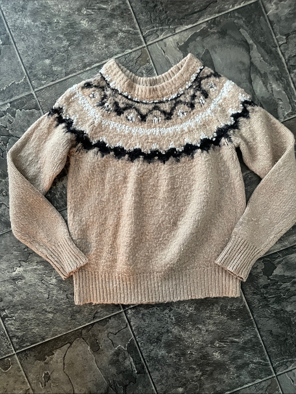 BDG Cozy Creamy Tan Nordic Ski Chalet Cottagecore Warm Texture Winter Sweater